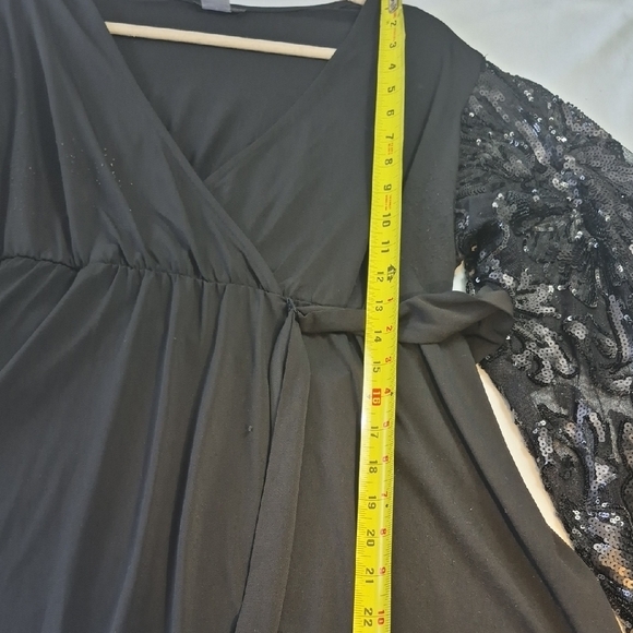 VENUS Black Sequin Lace Long Sleeve Blouse. Women Plus 2x - Picture 9 of 12